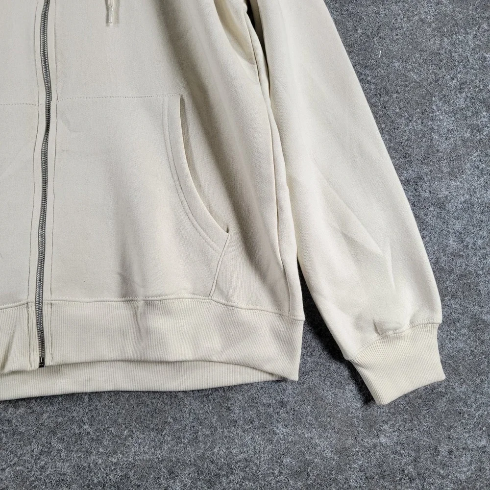 NWT True Religion Zip-Up Hoodie Mens XL Winter White Fleece Classic Logo Graphic